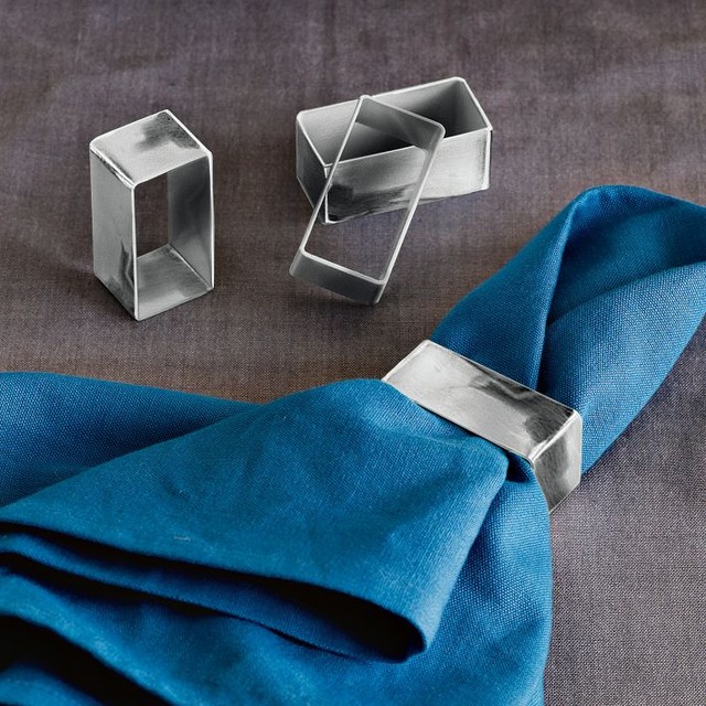 Rectangle Metal Napkin Ring Modern Napkin Rings by West Elm