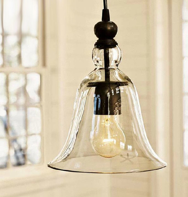 LOFT Antique Clear Glass Bell Pendant Lighting 