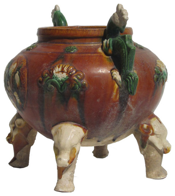 Unique Chinese Antique Clay Pottery Hand Made Pot Display Asian