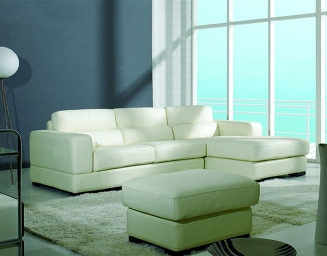 Stylish Tufted Leather Curved Corner Sofa with Pillows Modern