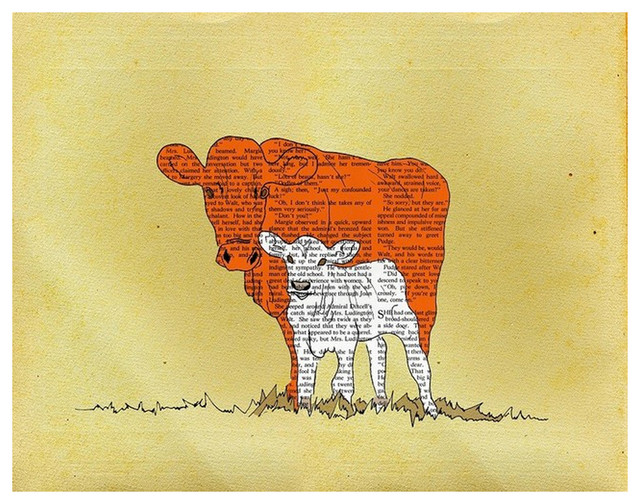 Art Poster Cow Family, 8.3x5.8 - Contemporary - Prints And Posters 