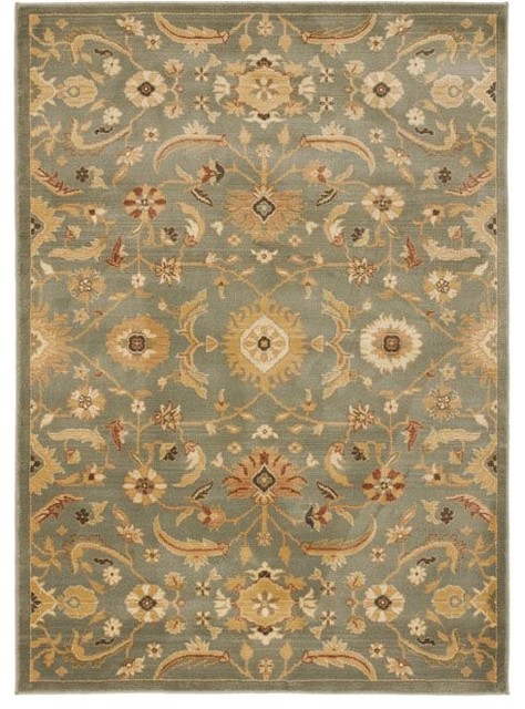 Traditional Heirloom 5'3"x7'6" Rectangle Blue - Gold Area Rug 