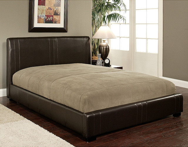  cast Leather Queensize Bed  Contemporary  Beds  by Overstock.com