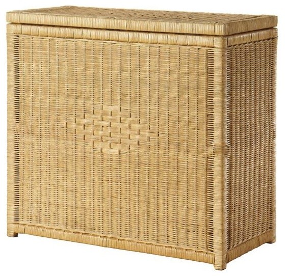 Rattan Double Bin Laundry Hamper Traditional Hampers