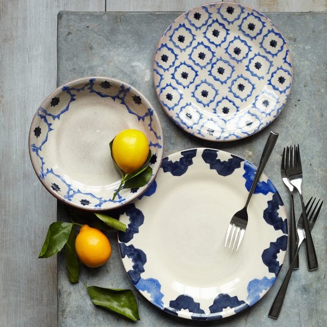 Glazed Terracotta Dinnerware Set, Blue Tile contemporarydinnerware