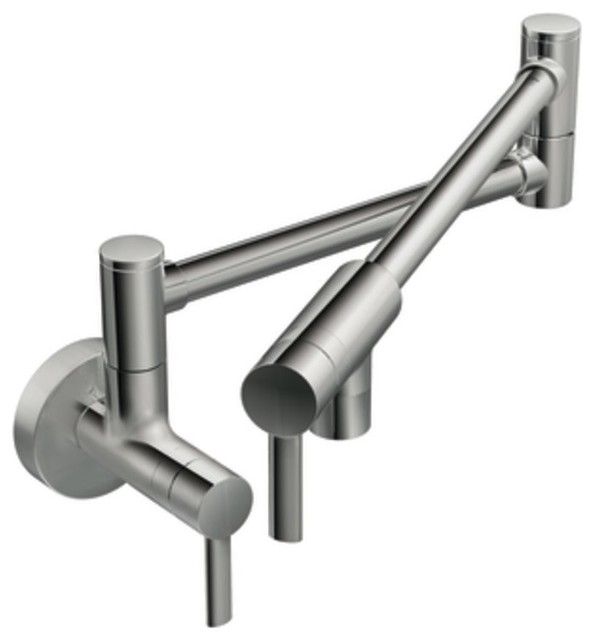 moen s665 pot filler two handle wall mount kitchen faucet in chrome traditional kitchen moen s665 pot filler two handle wall mount kitchen faucet in chrome traditional kitchen