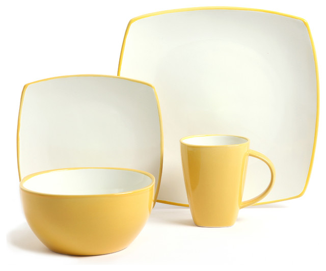 Gibson Home Soho Lounge 16piece Yellow Dinnerware Set Contemporary