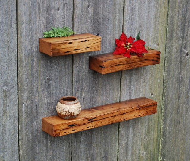 Three Chestnut Floating Shelves - Rustic - Display And Wall Shelves 