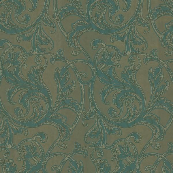 Green Acanthus Leaf Scroll - Modern - Wallpaper - by Wallpaper Warehouse