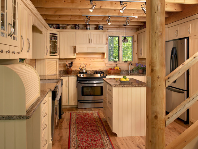 kitchen log homes rustic maine cedar lakeside katahdin houzz retreat rooms