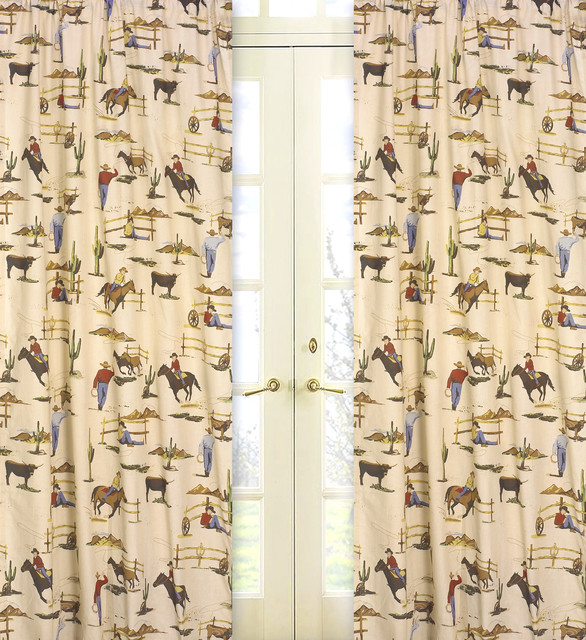 ... Cowboy and Horses 84-inch Curtain Panel Pair contemporary-curtains