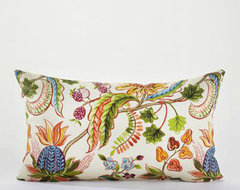 White Indonesian Fruit Wide Lumbar Pillow eclectic outdoor pillows