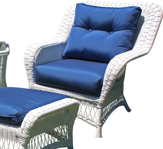Princeton Wicker Lounge Chair - White - Traditional - Outdoor Lounge