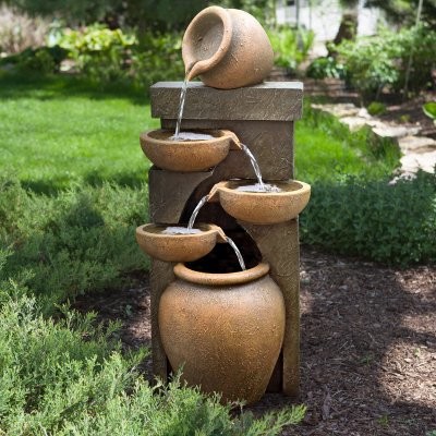  Outdoor Fountain with Lights Multicolor - - Modern - Outdoor Fountains