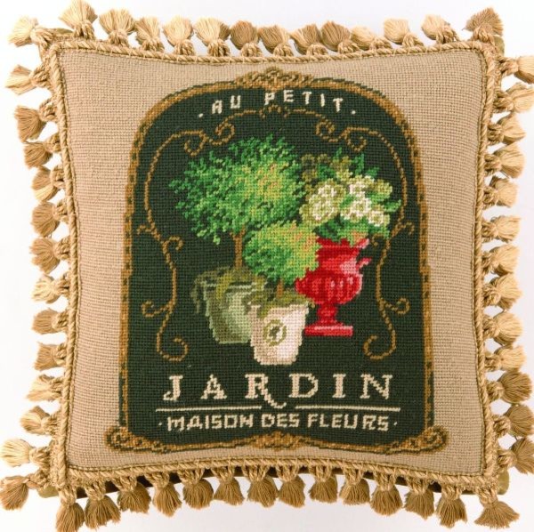 Needlepoint Topiary Garden Pillow Traditional Decorative Pillows