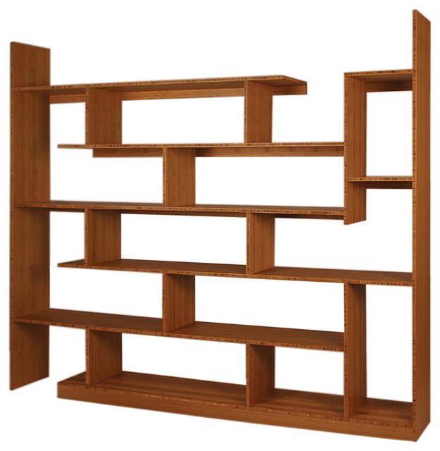 Bamboo Stagger Major Shelving, Amber Contemporary Bookcases by