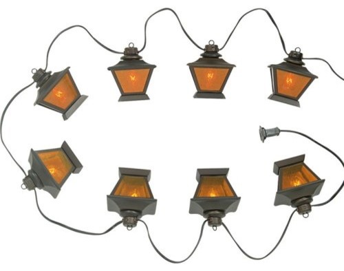 Royce 8 Amber Lantern String Lights - Bronze - Traditional - Outdoor Lighting - by Hayneedle