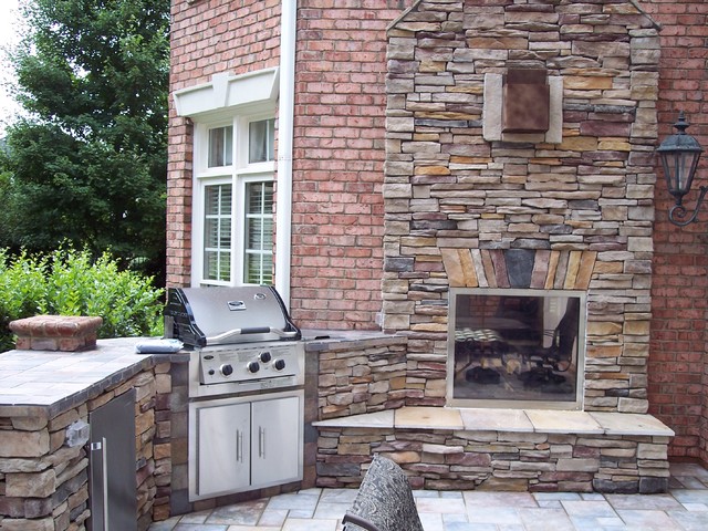 Indoor/Outdoor fireplace - traditional - patio - charlotte - by ...