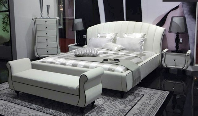 White Leather Bed Bench - Modern - Upholstered Benches - other metro ...