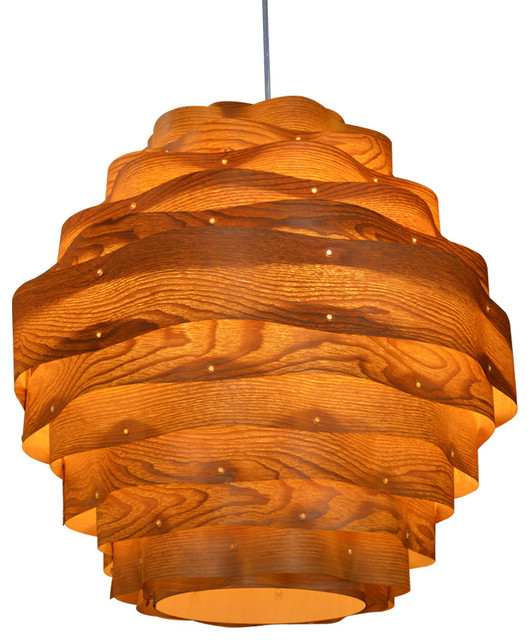 Beautiful Wood Veneer Lamp,OP2020LCH Contemporary Pendant Lighting