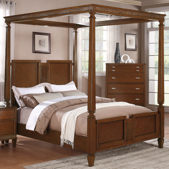 ... Canopy California King Canopy Bed in Light Cherry Finish modern-beds