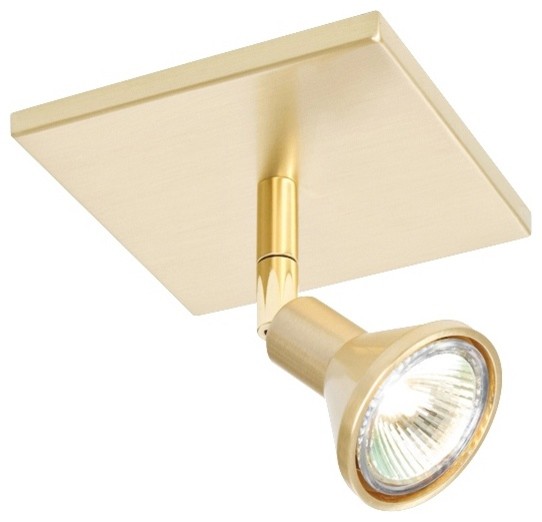Contemporary Lichtstar Brushed Brass Square Canopy Spotlight Ceiling Fixture Contemporary