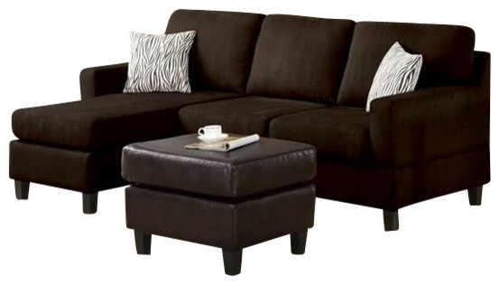 2-Piece Chocolate Microfiber Reversible Chaise Sectional Sofa ...