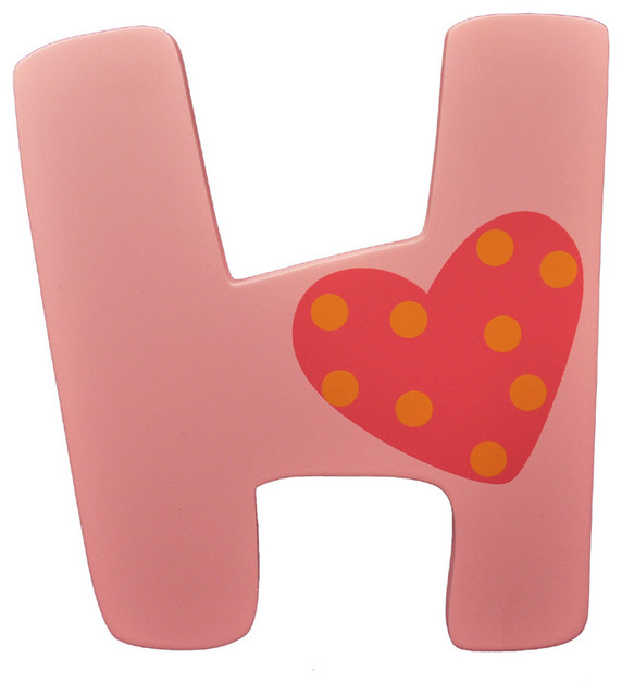 Pink Heart Wall Letter H Modern Wall Letters by