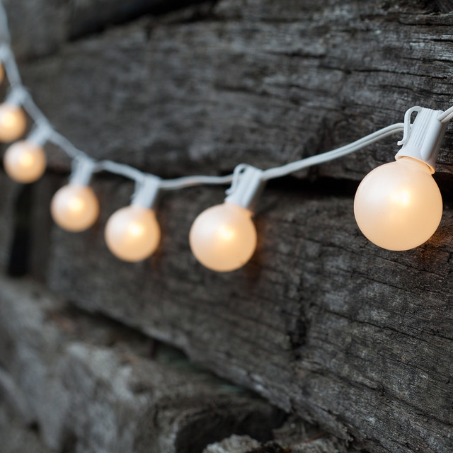 Outdoor Patio String with G50 White Lights - Rustic - Outdoor Rope And String Lights - atlanta ...