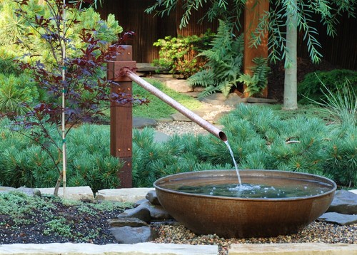 Asian Water Feature Landscape by Minneapolis Landscape Architects & Landscape Designers Garden Structures & More