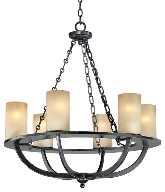 Country Cottage Indian Scavo Glass 26" Wide Bronze Finish Chandelier