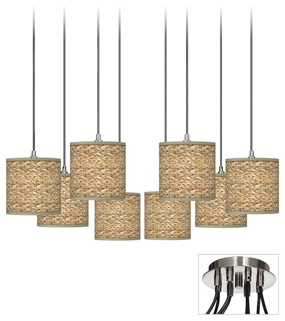 Asian Seagrass Giclee Luxe 8Light Multi Pendant Light Modern