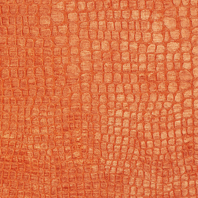 Bright Orange Alligator Print Shiny Woven Velvet Upholstery Fabric By The Yard Contemporary 4216