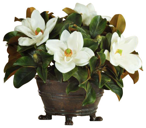 Magnolia Urn Centerpiece Flower Arrangement - Traditional - Artificial 