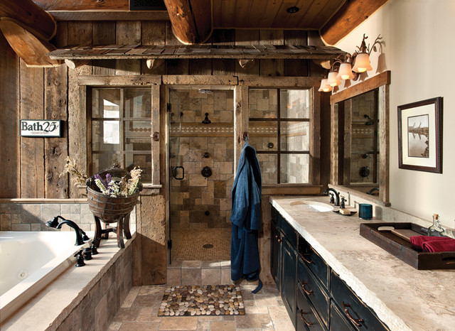 Handcrafted Log Home in Jackson Hole - Rustic - Bathroom - by M.T.N 