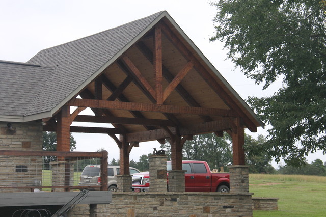 Hand hewn timberframe carport - Rustic - Garage And Shed ...