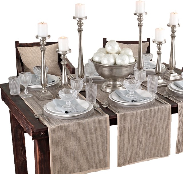 Silver Beaded Design Table Runner Contemporary Table Runners by