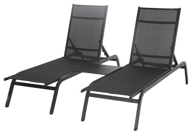 Silba Metal Sunlounger Pack Of 2 With Table - Contemporary - Sun