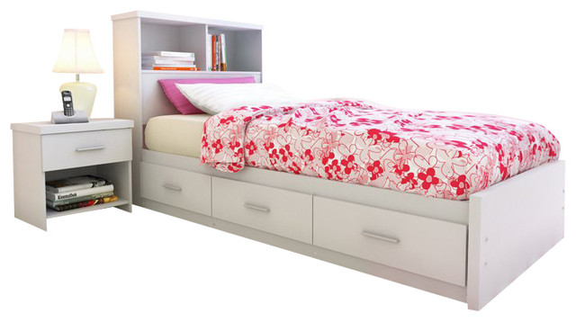 Sonax Willow Twin (Single) Storage Bed with Bookcase Headboard in ...