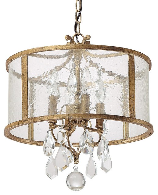 Vintage Modern Gold & Crystal Mini Chandelier Chandeliers by Shades