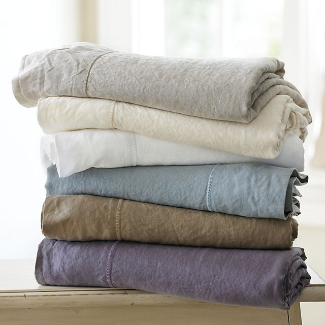 Casa Florentina Washed Linen Sheet Set Ivory Full Traditional