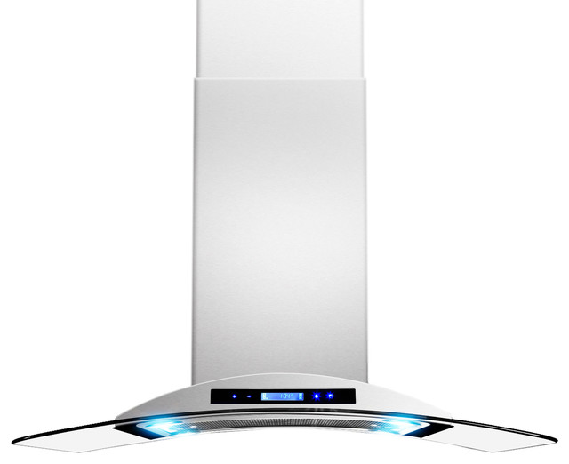 AKDY AGZ9009 Euro Stainless Steel Island Mount Range Hood, 30" Modern Range Hoods And Vents