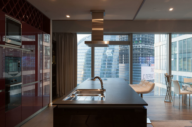 modern flat in the city contemporary kitchen