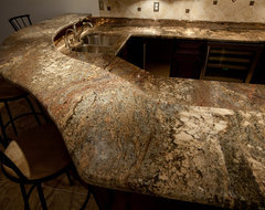 Basement Bar With Fire Bordeaux Granite contemporary