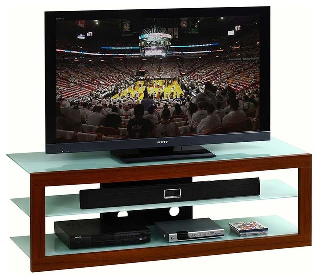 Techni Mobili Techini Mobili Frosted Glass & Mahogany 65 Inch TV Stand