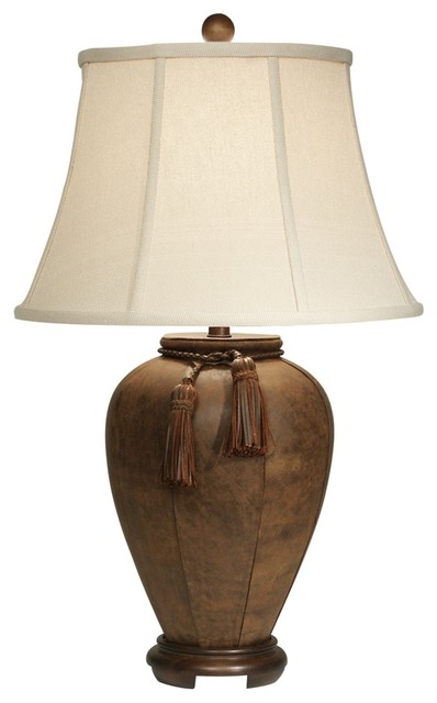 Rustic - Lodge Suede Wood Table Lamp - Traditional - Table Lamps