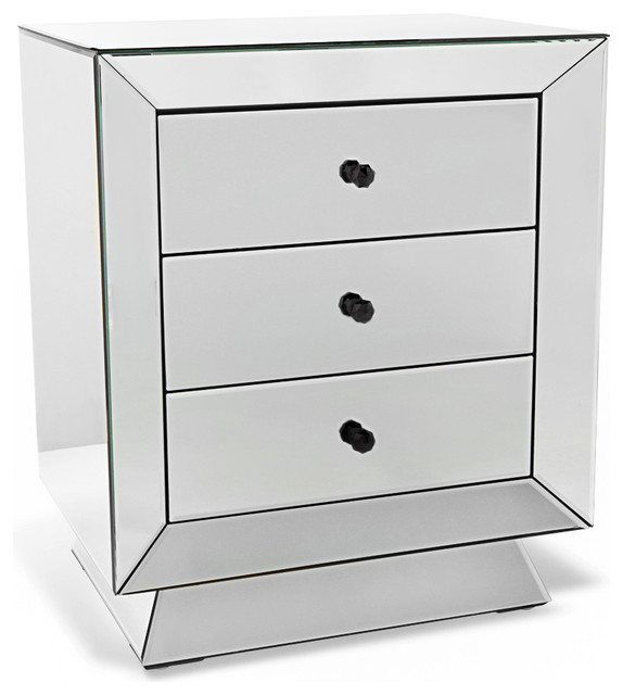 Azul Fully Mirrored Modern Night Stand Contemporary Nightstands And