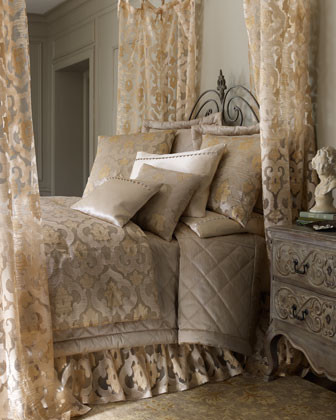 Ann Gish Sheer Damask and Big Diamond Bed Linens Two Damask Curtains ...