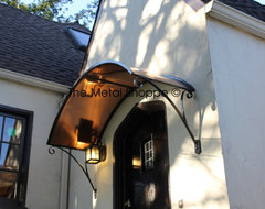 Custom Arched Copper and Iron Window / Door Awning exterior