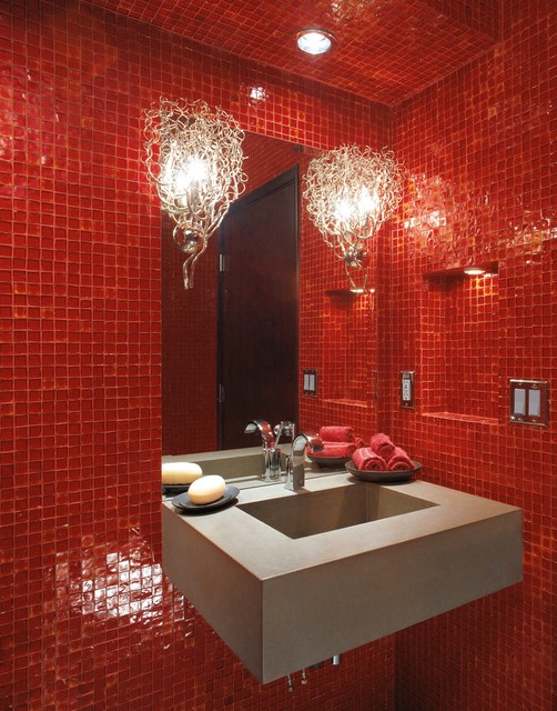 Oceanside Glasstile Red 777 Bath modern bathroom